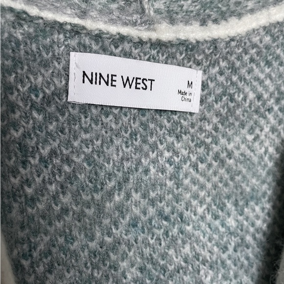 ✨ Nine West Cozy Patchwork Cardigan – Teal/Gray/White (NWT) ✨ - Picture 8 of 9